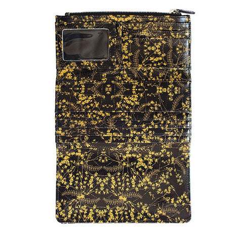 Wallet "Black Foiled Flowers"|Portefeuille "Fleurs dorées sur fond Noir"