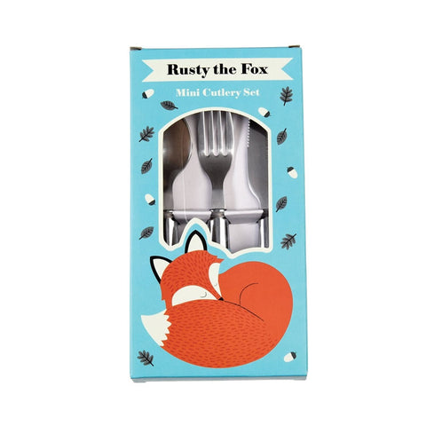 Rusty the Fox Children's Cutlery Set|Ensemble de couverts pour Enfants “Rusty the Fox” (ce qui signifie Rusty, le Renard)