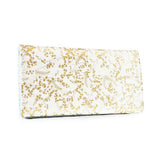 White Foiled Flowers Wallet|Portefeuille Fleurs dorées sur fond Blanc
