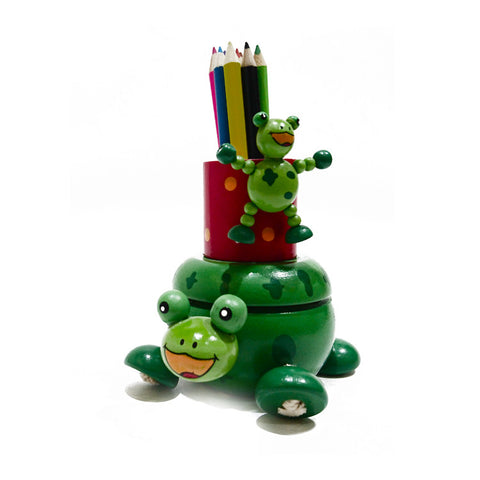 Music box "Frog with colored pencils"|Boîte à Musique "Grenouille avec Crayons"