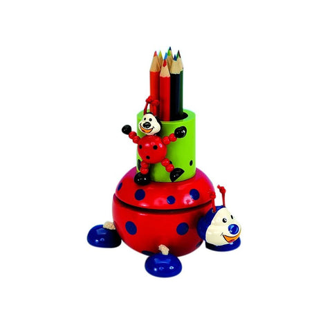 Wooden Music Box "Ladybug with colored pencils"|Boîte à musique en bois "Coccinelle avec crayons"