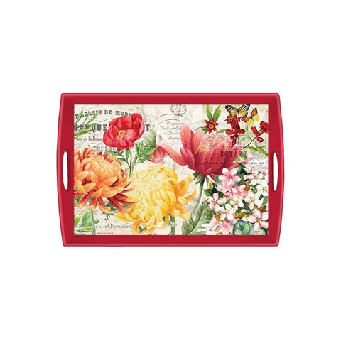 Decoupage Wooden Tray "Morning Blossoms"|Plateau en Bois “Morning Blossoms"