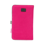 Pink velvet travel wallet|Trousse voyage velours rose