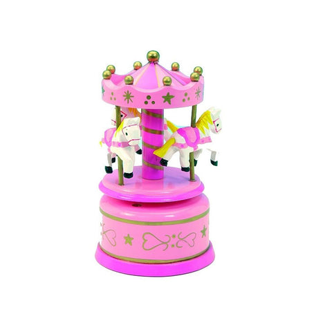 Wooden Music Box "Pink Carousel"|Boîte à Musique en bois "Carrousel Rose"